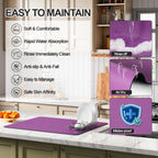 Dish Drying Mat for Kitchen Counter | Coffee Bar Mat for Countertops | Heat Resistant Drainer Mat with Non-slip Rubber Backed | Hide Stain Kitchen Absorbent Draining Mat | Purple 16"x18"