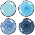 Selamica Ceramic Spoon Rest for Stove Top, 4.6 Inch Cooking Spoon Holder for Kitchen Counter, Stackable Utensil Rest Holder for Spatula, Ladles, Tong, Coffee Spoon, Set of 4, Gradient Blue