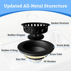 Metal World BS10101MB Post Style Sink Strainer, 3-1/2" Metal Kitchen Strainer, Cast Brass Body Basket Strainer, Strainer with Stainless Steel Basket, Matte Black Finish 1 Pack