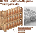 Egg Holder Countertop, 3-tire Solid Wooden Egg Holder, Stackable Egg Storage Basket Holding Up to 36 Fresh Eggs, Chicken, Duck Eggs - Unfinished