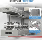 1 Pack 19IN Depth Under Sink Storage Organizer, Large 2-Tier Elegant Mesh Pull Out Shelf for Kitchen and Bathroom Cabinet Organization, L-Shaped and Adjustable Height Design-Gun Gray