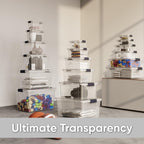 Superio Clear Storage Boxes with Lids, 26.5 Quart Plastic Container Bins for Organizing, Stackable Crates, BPA Free, Non Toxic, Odor Free, Organizers for Home, Office, School, and Dorm