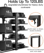 ORDORA Pots and Pans Organizer Rack for Cabinet, 15.83" Height 8-Tier Heavy Duty 120LBS Pot Pan Organizer under Cabinet Adjustable for Dutch Oven, Cast-iron Pan, Heavy Skillets Griddles, Shallow Pot