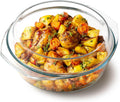 NUTRIUPS 3QT Round Glass Casserole Dish with Lid, Tempered Glass, 10inch Large Glass Microwave Bowls with Lid