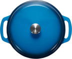 Amazon Basics Cast Iron Dutch Oven Pot with Lid, Enameled, Round, Dual Handles, Heavy-Duty, Small, 4.3-Quart, Blue