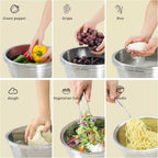 304 Stainless Steel Microporous Colander, 2.5QT Large Capacity with Mixing Bowl For washing vegetables, fruit and rice and for draining cooked pasta(2PC)