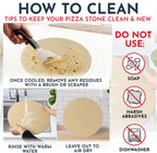 3PCS Round Pizza Stone for Oven Set 15" - Comes with Pizza Peel for Oven and Cutter - Cordierite Stones for Bread, Calzone, Cookies