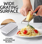 Zulay Kitchen Professional Cheese Grater Stainless Steel - Durable Rust-Proof Metal Lemon Zester Grater With Handle - Flat Handheld Grater For Cheese, Chocolate, Spices, And More - Black