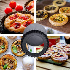 DATANYA 6 Pack 5 Inch Mini Tart Pans with Removable Bottom Round Nonstick Quiche Pan, Heavy Duty Fluted Side Pie Tart Molds for Tartlets, Mousse Cakes, Dessert Baking