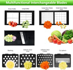 Vegetable Chopper, Onion Chopper Dicer, Mandoline Slicer, Food Chopper with Container, Vegetable Cutter for Salad Potato Carrot Garlic（9 Blades, White Black）