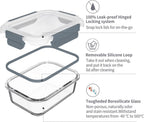 GENICOOK GC glass Food Storage Containers with Lids, Meal Prep Containers, Airtight Lunch Containers Bento Boxes with Snap Locking Lids for Microwave, Oven, Freezer and Dishwasher