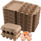 SEUNMUK 50 Pack 12 Cell Empty Egg Cartons,Brown Pulp Fiber Egg Tray Holder Stackable Egg Container holder with Lids for Storing Eggs ﻿