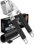ORBLUE Garlic Press Stainless Steel - Premium Professional Grade Garlic Mincer, Crusher & Peeler Set - Easy Clean, Dishwasher Safe & Rust-proof, Black