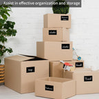 STARLIBOO Removable Colored Labels Stickers, 3X5 Inch Removable Large Label Stickers for Moving Boxes and Storage Bins- Waterproof- Tear Resistant (Black)