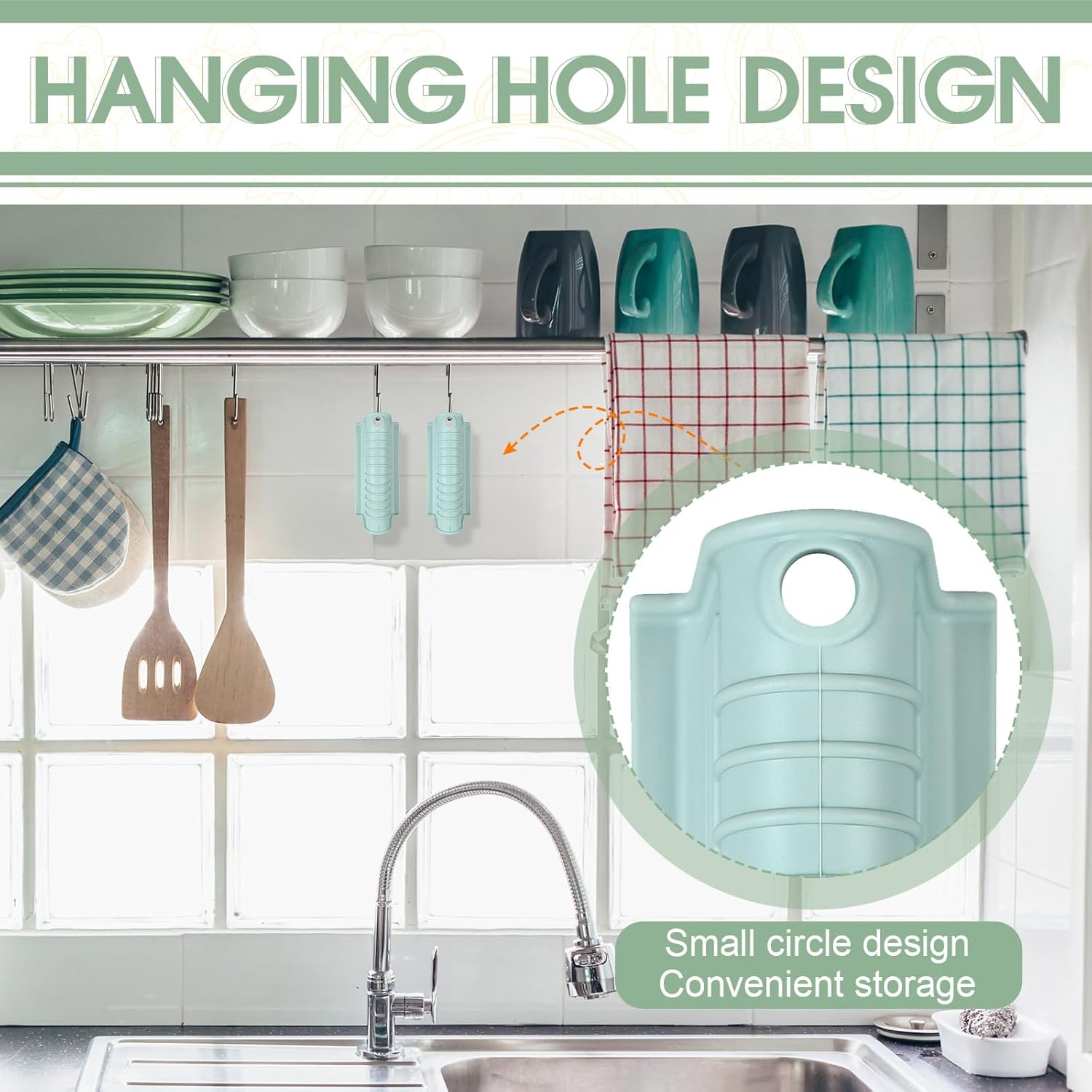Patelai 4 Pcs Silicone Assist Hot Pan Handle Holder Pot Handle Covers for Cast Iron Skillets Holder Sleeve Nonslip Heat Resistant Pan Cover for Enameled Griddles Casserole Frying Cookware(Mint Green)