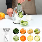 Cambom Rotary Cheese Grater Hand Crank Cheese Shredder for Fresh Cheese, Vegetable, Nuts,Non-slip Suction Base, Free Cleaning Brush Three Blades, White