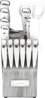 Cuisinart 15-Piece Knife Set with Block, High Carbon Stainless Steel, Forged Triple Rivet, Natural/Gray C77WTR-15PG