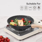 JEETEE 11 Inch Nonstick Frying Pan, Stone Coating Cookware, Nonstick Omelette Pan with Heat-Resistant Handle, Induction Skillet for Eggs (Grey)