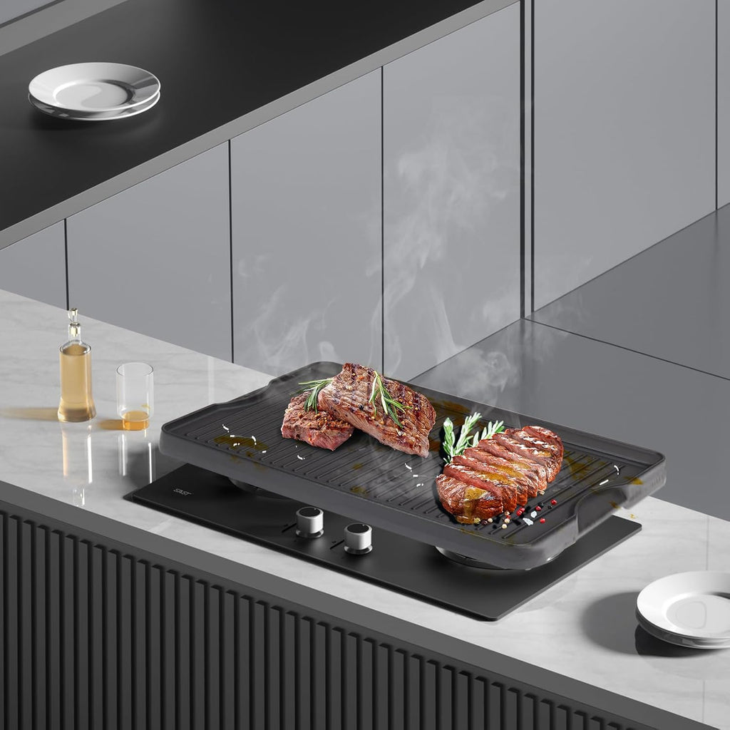 24" X 16" Reversible Cast Iron Griddle for Camp Chef, Flat Top Plate for Gas/Stove/Charcoal/Propane Grill, Universal 4 Burner Stove Top Griddle for Outdoor Cooking & Camping Accessories
