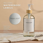 MaisoNovo Glass Hand Soap Dispenser | Dish Soap Dispenser for Kitchen | 16.9oz Clear Bottles with White Bamboo Pump | Bathroom Lotion Dispenser