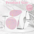 2''Holographic Thermal Label,Round Self-Adhesive Direct Thermal Label,Thermal Stickers for DIY Logo Design,Name Tag (300/Roll Pink Starry Sky