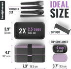 Bentoheaven Premium Bento Box Adult Lunch Box with Compartments for Women & Men, Set of Utensil & Chopsticks & Dip Container, Cute Japanese Kids Bento Lunch Box, Microwavable (Violet Me Go)
