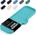 Zulay Kitchen Large Silicone Sponge Holder (12x4) – Flexible Sink Organizer Tray for Kitchen & Bathroom – Multipurpose Soap Dish for Sponges, Makeup, Trinkets & More (Aqua Sky)