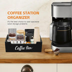 Coffee Pod Bar Station Wooden 13" X 7" X 4" Organizer Box for Countertop, Counter Top Tea Espresso Cup Wood Storage Box, Black