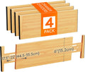 Lifewit 4 Pack 6" Deep Bamboo Drawer Dividers, 17.5-22" Expandable Drawer Organisers for Clothes, Adjustable Dresser Drawer Divider, Clothing Drawers Separators for Dresser, Bedroom, Bathroom, Office