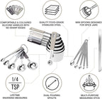 22-Piece Stainless Steel Measuring Cups and Spoons Set, Tad Dash Pinch Smidgen Drop Mini Measuring Spoons, Measuring Stick Leveler, Measurement Conversion Chart Fridge Magnet, (Charcoal)