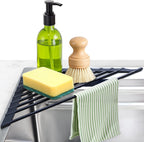 Corner Sink Caddy, Ohuhu Sponge Holder for Kitchen Sink Organizer Silicone Wrapped Steel Anti Slip Rust Triangle Over the Sink Dish Drying Rack for Sink Corner Multipurpose Drainer Trivet Space-Saving