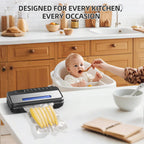 AORAN Vacuum Sealer with Transparent Window, 80KPa Powerful Food Vacuum Sealer, Compact and Easy-to-Use, Includes 5 Bags & 1 Roll, Dry & Moist Modes for Food Preservation