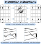 26-1/8’’ x 14-1/8’’ Stainless Steel Sink Grid, Sink Protectors for Kitchen Sink, Sink Protector with Rear Drain for Single Sink Bowl, Sink Bottom Grid, Sink Grate for Bottom with Sink Strainer