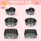 6Pcs Springform Cake Pan Set Of 7 7.8 8.6 9 10 11inch Moldes Para Pasteles Non-Stick Spring Pans Heart Cake Pan Round Nonstick Cheesecake Pans Square Spring Form Pan For Cheesecake Pizza Quiches