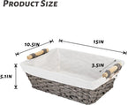 Baskets-Wicker Storage Baskets-Waterproof Wicker with Handles Hand-Woven Blue Handle Food Storage Pantry Woven Storage Boxes, 2 Pack, Home Storage Boxes