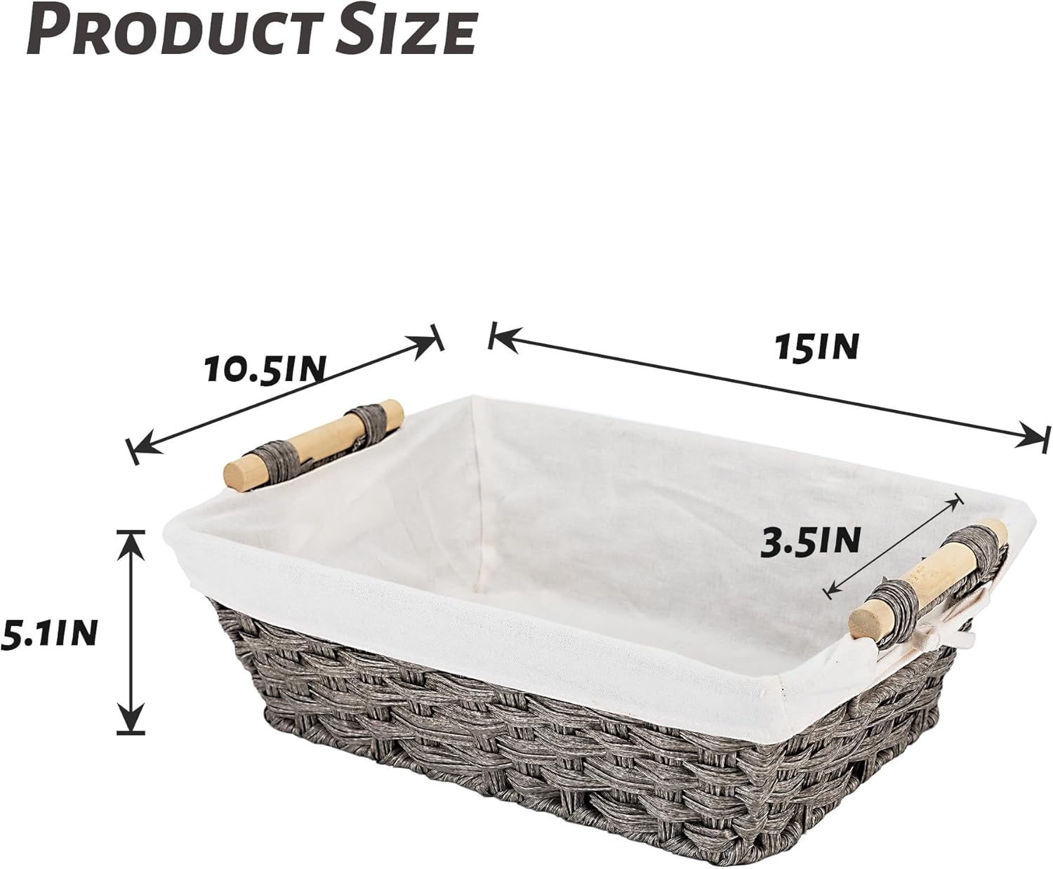 Baskets-Wicker Storage Baskets-Waterproof Wicker with Handles Hand-Woven Blue Handle Food Storage Pantry Woven Storage Boxes, 2 Pack, Home Storage Boxes