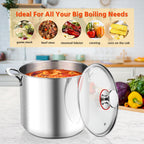 E-far 12-Quart Stock Pot, 18/10 Stainless Steel Stockpot with Lid for Cooking Simmering Soup Stew, Heavy Duty Cookware Works w/Induction, Non-toxic & Corrosion Resistant, Dishwasher Safe