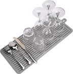 Dish Mat Silicone Dish Drying Mats Works For Drying Stemware Cocktail Glasses Silverware Pots Pans Knives and Dish Rack for Kitchen Counter Sink Bar Pads Easy to Clean (Gray)