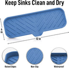 Zulay Kitchen Large Silicone Sponge Holder (12x4) – Flexible Sink Organizer Tray for Kitchen & Bathroom – Multipurpose Soap Dish for Sponges, Makeup, Trinkets & More (Provence Blue)