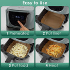 300 Pcs Air Fryer Paper Liners, 8" Square Air Fryer Liners Disposable, Heavy-duty Parchment Paper for 5-8 qt Airfryer Basket, Non-Stick & Grease Proof Baking Liner for Oven Pan