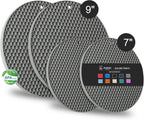 Joyhalo Trivets for Hot Dishes - Hot Pads for Kitchen, Silicone Pot Holders for Hot Pots and Pans, Silicone Mats for Kitchen Countertops, Table, Flexible Easy to Wash and Dry, Grey