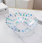 Hand Painted Blue Woven Glass Crystal Salad & Fruit Bowl Decoration,Centerpiece For Home,Office,Wedding Decor, Fruit, Snack, Dessert, Server (Blue)