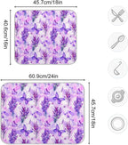 Purple Lavender Butterfly Dish Drying Mat for Kitchen Counter Absorbent Microfiber Drying Pad, Large 18x24 in, Reversible Drainer Mats