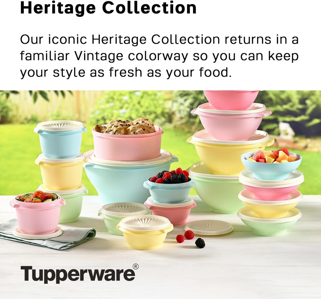 Tupperware Heritage Collection 7.6 Cup Cookie Canister, Vintage Blue Color, Dishwasher Safe and BPA Free Container (1.8 L)