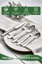 40 Piece Silverware Set for 8, Stainless Steel Flatware Set, Cutlery Sets with Mirror Finish, Dishwasher Safe, Modern Kitchen Forks, Spoons, Knives, Eating Utensil Sets