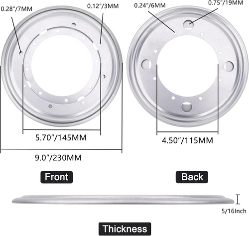 3Pack 9" Round Lazy Susan Hardware 5/16" Thick Lazy Susan Turntable Bearing Plate 750lbs Load Capacity Swivel Plate Base, Lazy Susan Turntable Base for Rotating Table, Serving Tray, Kitchen, Silver