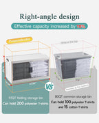 OlarHike 97QT Stackable Storage Bins with Lids - Folding Storage Box with Doors and Wheels, Collapsible Plastic Storage Drawers for Closets, 3 Pack Cubes, Christmas Gifts for Family