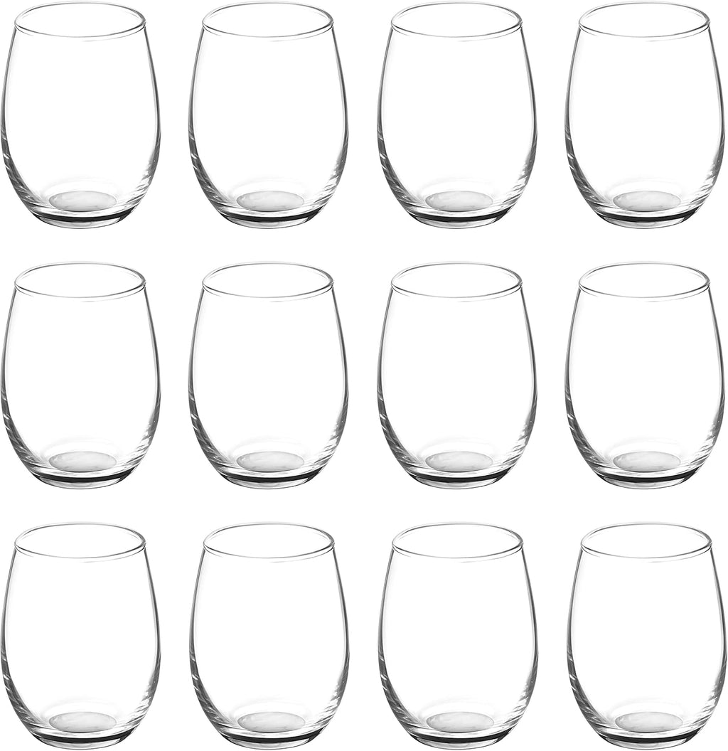 DISCOUNT PROMOS Stemless Wine Glasses by ARC 5.5 oz. Set of 12, Bulk Pack - Perfect for Hotel, Bar, Restaurant or Lounge - Black