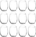 DISCOUNT PROMOS Stemless Wine Glasses by ARC 5.5 oz. Set of 12, Bulk Pack - Perfect for Hotel, Bar, Restaurant or Lounge - Black