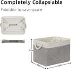 DULLEMELO Storage Baskets for Organizing 16x12x12 Large Fabric Storage Bins Baskets Set of 2 Collapsible Decorative Storage Boxes for Shelves Closets Nursery Toy Clothes (White And Grey)